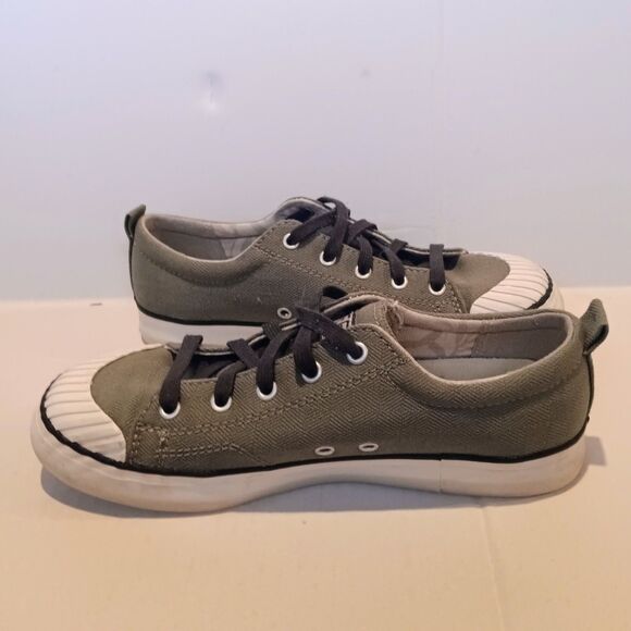 Keen Elsa Canvas Sneakers-Size 8.5-Vulcanized Rubber Toe-Odor Control-Army Green - Picture 4 of 8